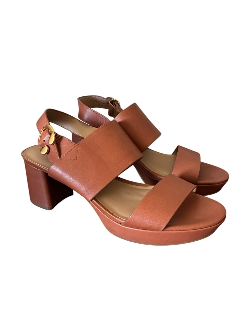 Aerosoles Two-Strap Block Heel Sandals in Terracotta Woman’s Size 12